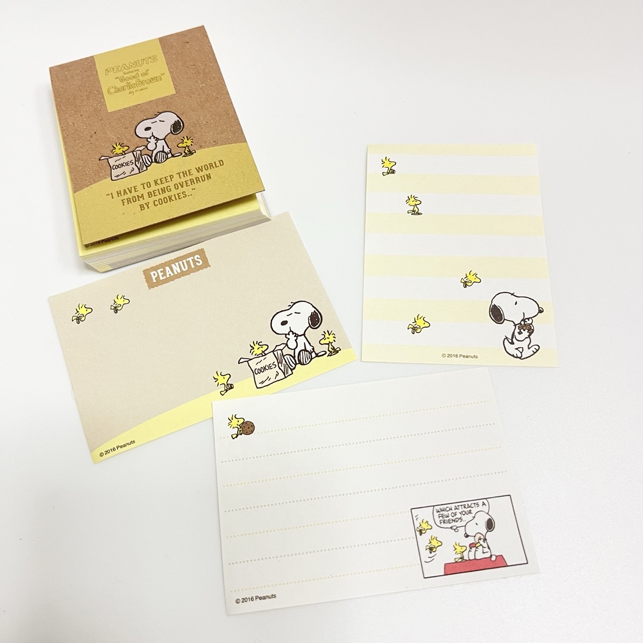スヌーピーのメモ帳。つくるんシートの素材に使用