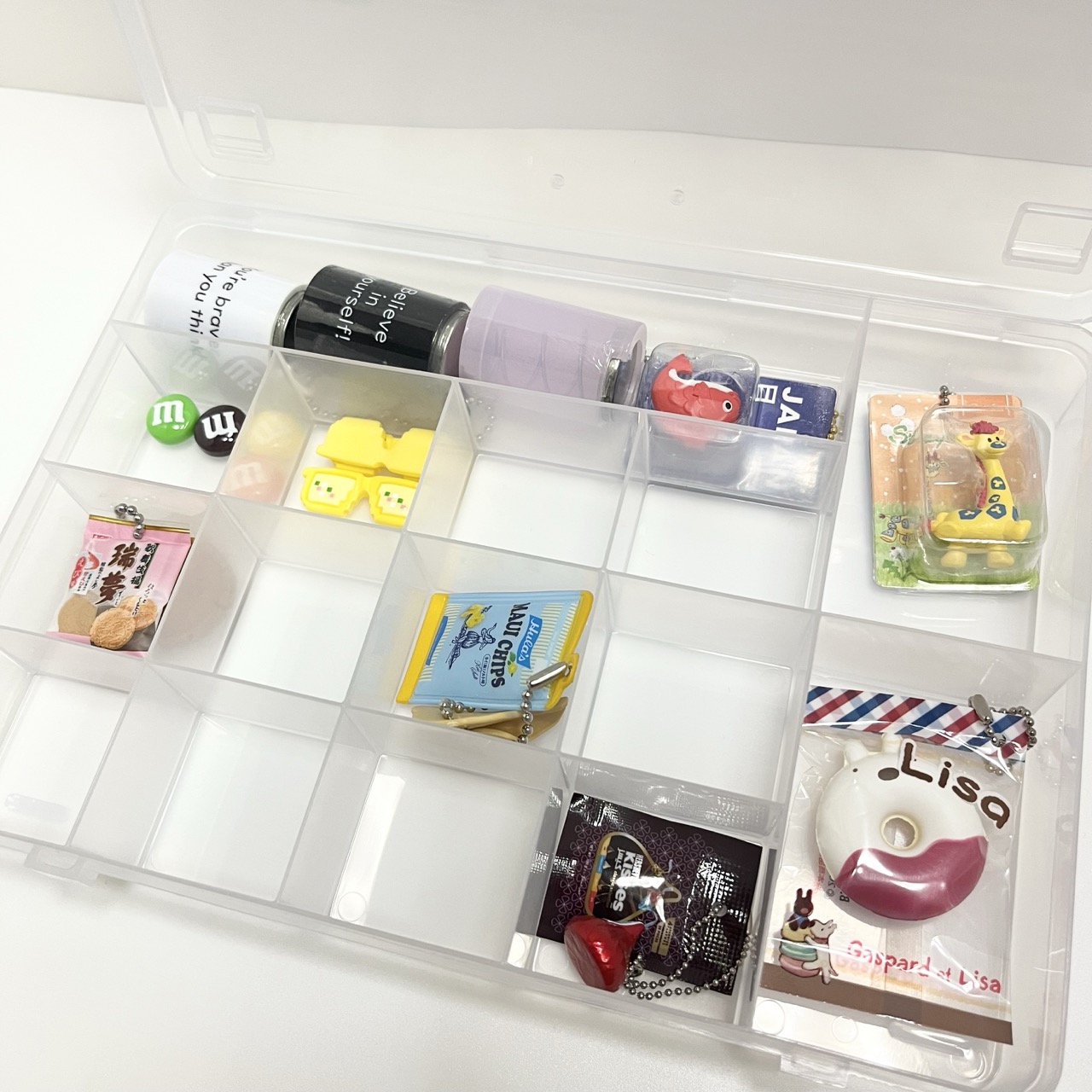 SIKIRI15にミニチャームを収納したところ